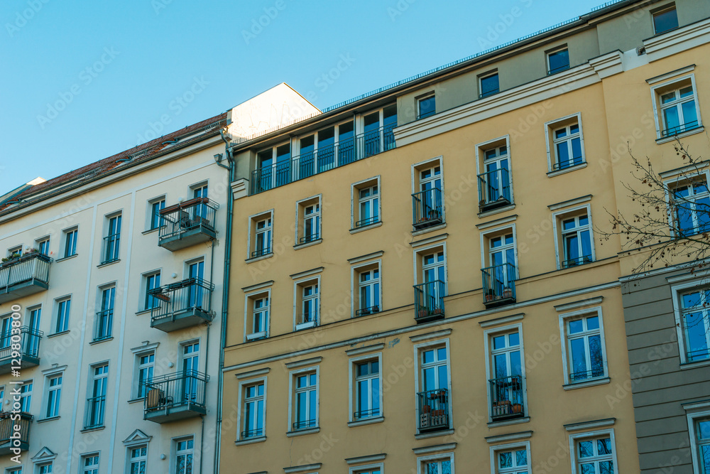 low angle view of typical berlin apartment houses