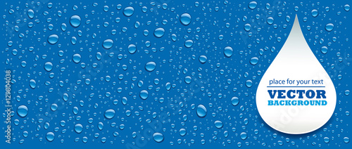water drops on blue background with place for text