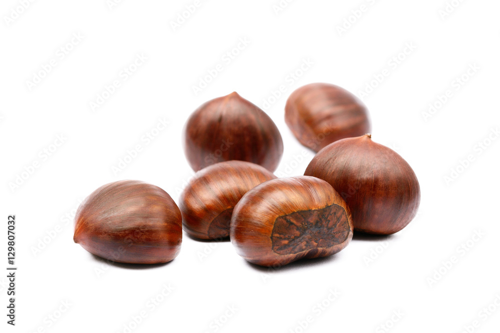 Chestnuts isolated on white background Chestnuts isolated on white background