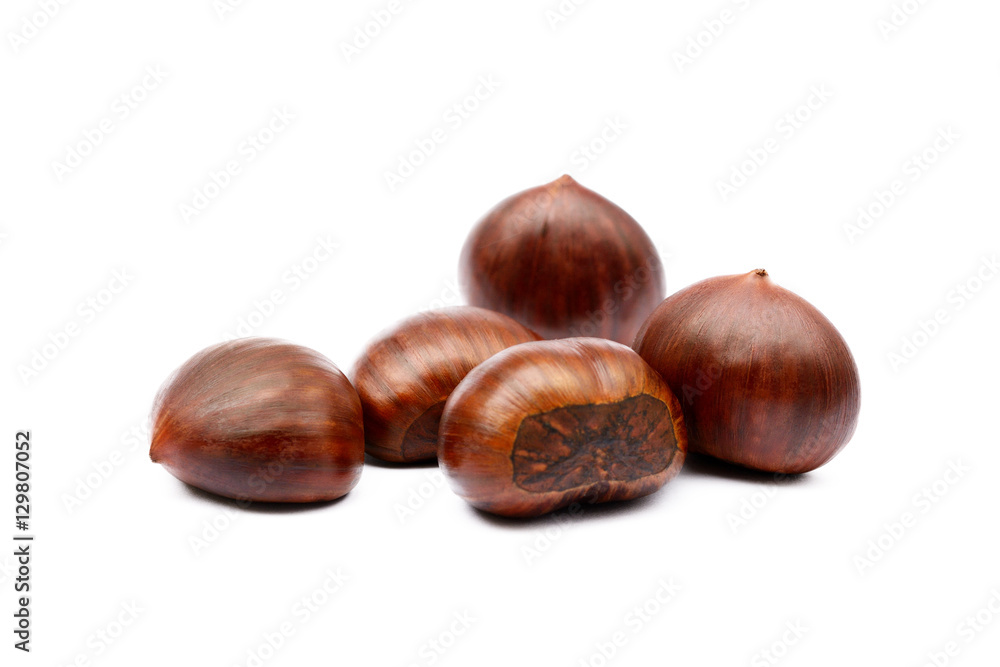 Chestnuts isolated on white background Chestnuts isolated on white background