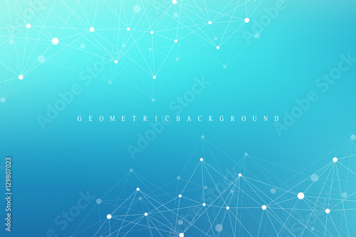 Geometric graphic background molecule and communication. Big data complex with compounds. Perspective backdrop. Minimal array Big data. Digital data visualization. Scientific vector illustration.