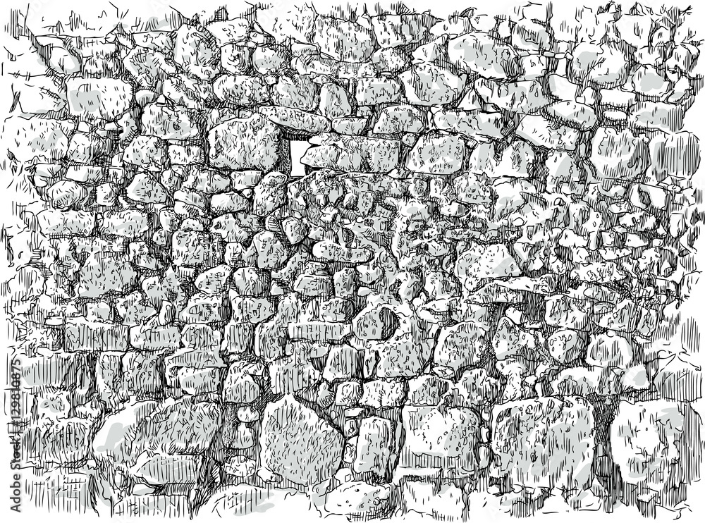Fototapeta premium sketch of an old stone wall