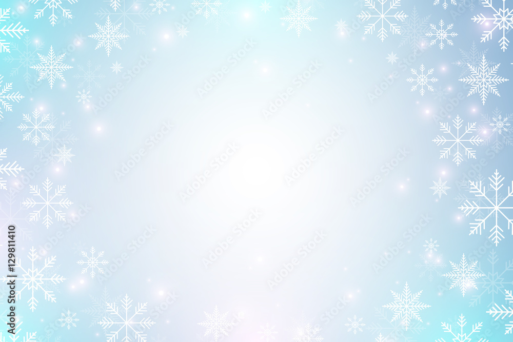 Christmas and Happy New Years background with golden snowflakes. Vector illustration.