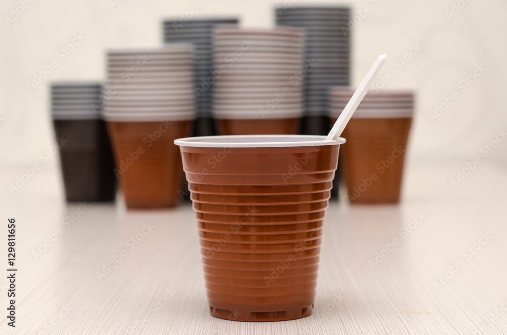 Brown plastic cups Brown plastic cups