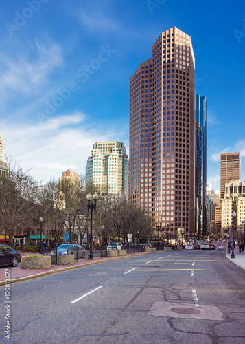 Skyline with Skyscrapers at Congress Street in downtown Boston © Roman Babakin
