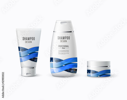 Abstract body care cosmetic brand concept. Tube cream, shampoo p