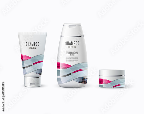 Abstract body care cosmetic brand concept. Tube cream, shampoo p