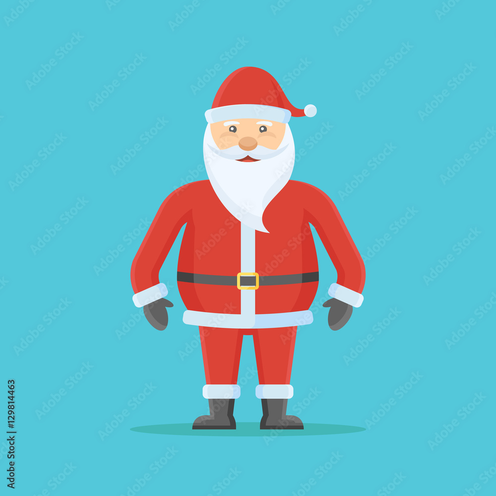 Santa Claus character isolated on blue background. Flat style. Christmas vector illustration. Santa Claus character isolated on blue background. Flat style. Christmas vector illustration.