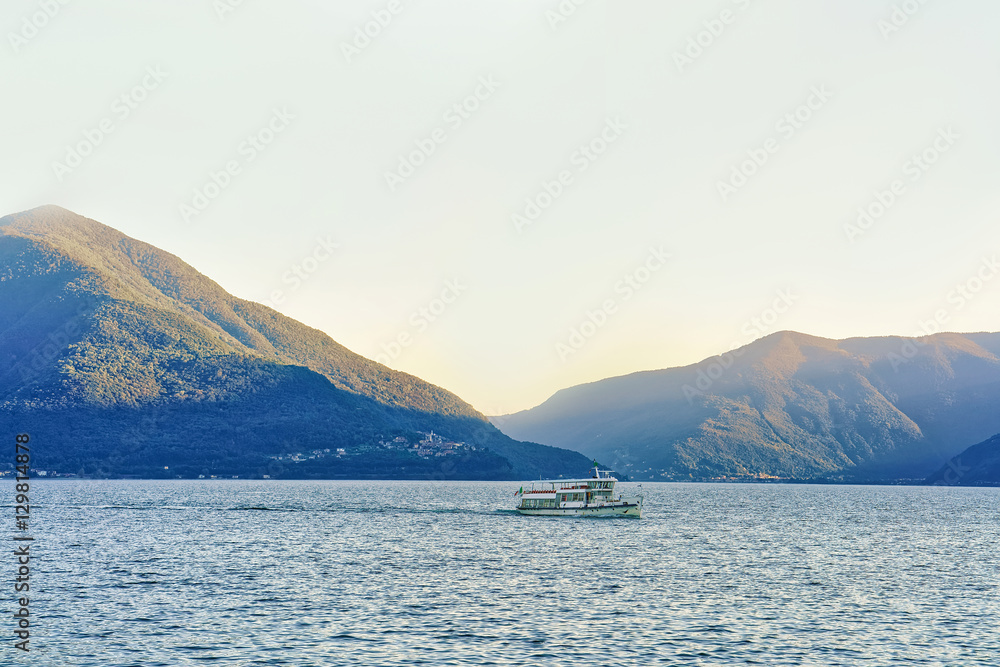 Passenger ferry at pier in Ascona Swiss