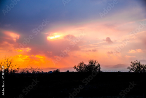 Dramatic clouds at the sunset