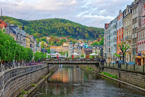 Tepla River and Saint Mary Magdalene Church in Karlovy Vary