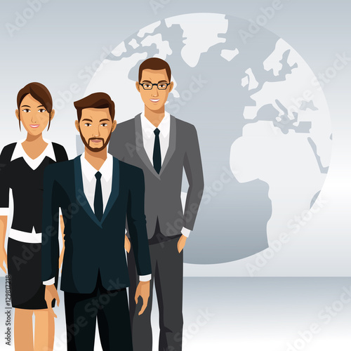business people teamwork globe international vector illustration eps 10
