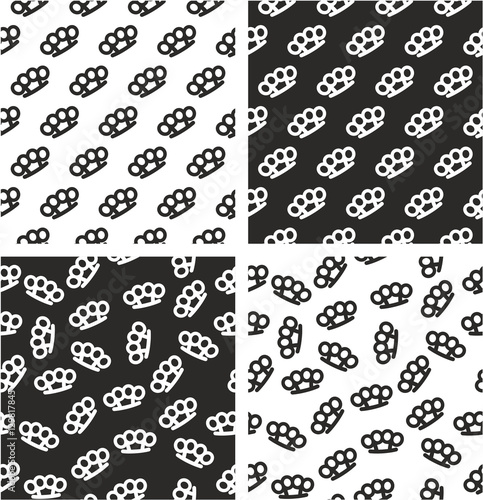 Brass Knuckles or Knuckle Duster Aligned & Random Seamless Pattern Set