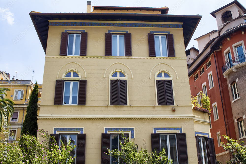 View of a traditional Italian house in Rome.