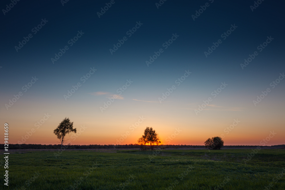 Sunset rural landscape