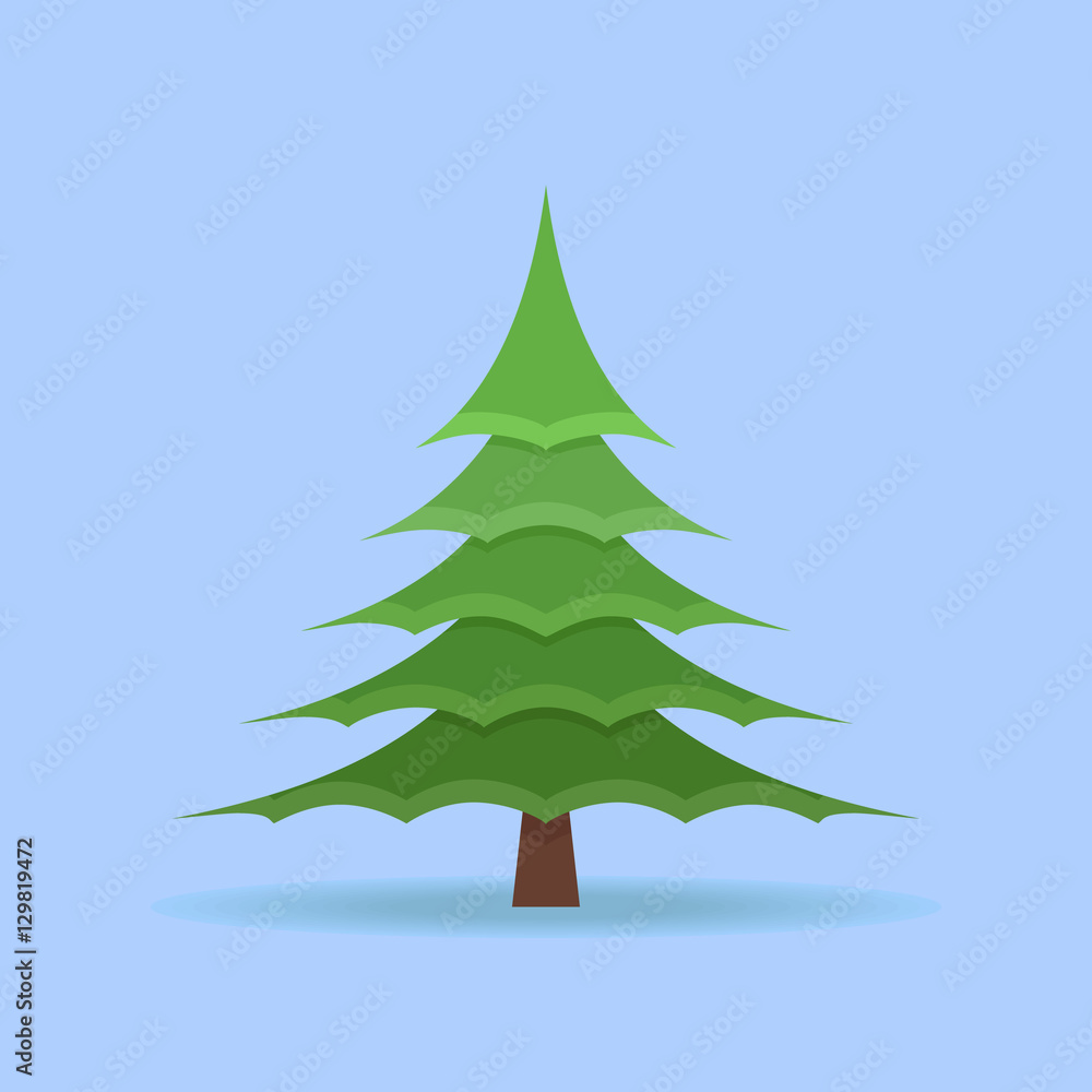 Christmas spruce tree isolated on blue background. Flat style vector illustration. Christmas spruce tree isolated on blue background. Flat style vector illustration.