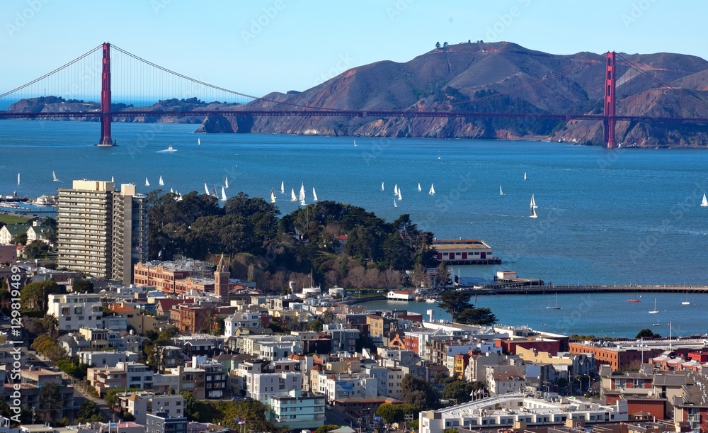Golden Gate Bridge Sail Boats San Francisco California