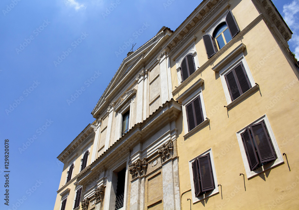 Bottom view of traditional Italian building in Rome. Bottom view of traditional Italian building in Rome.