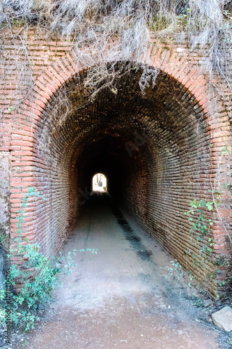 Old tunnel in antique exploitation of copper mine in village Sotiel Coronada in  Huelva, Andalusia, Spain