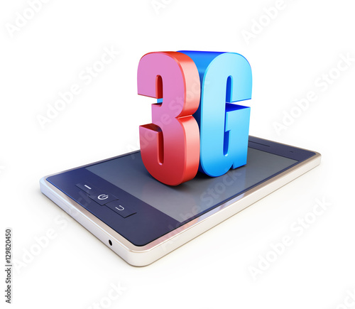 Wallpaper Mural 3g smartphone ang text 3g, 3G sign, 3G cellular high speed data wireless connection. 3d Illustrations on white background Torontodigital.ca