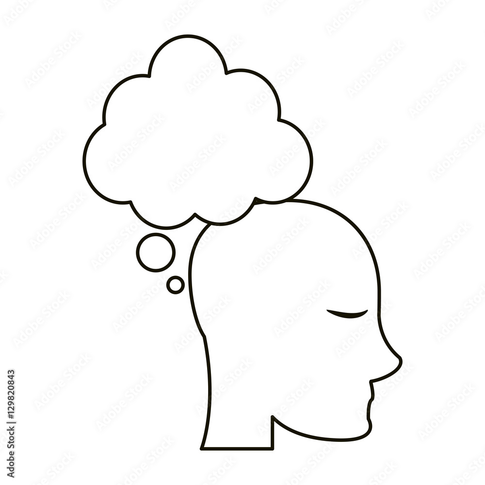 profile head bubble thought outline vector illustration eps 10