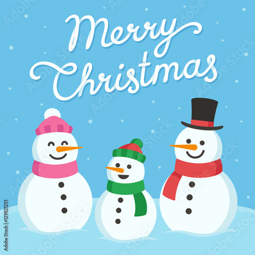 Cute snowman family greeting card