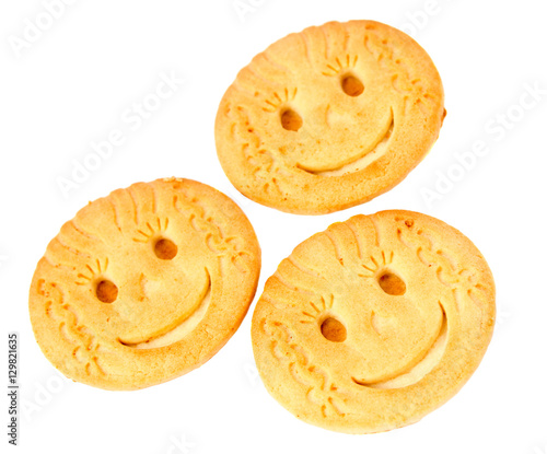 Shortbread biscuits on a white background