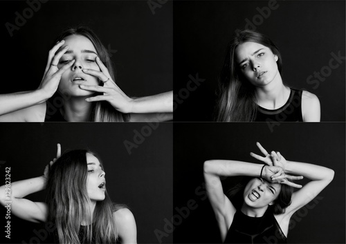 Collage with different types of human emotion. The diversity of their manifestations. Collage