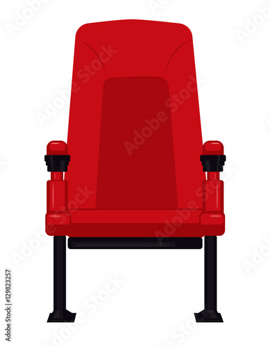 Comfortable red cinema seat for watching movies, isolated on white. Vector illustration. EPS10