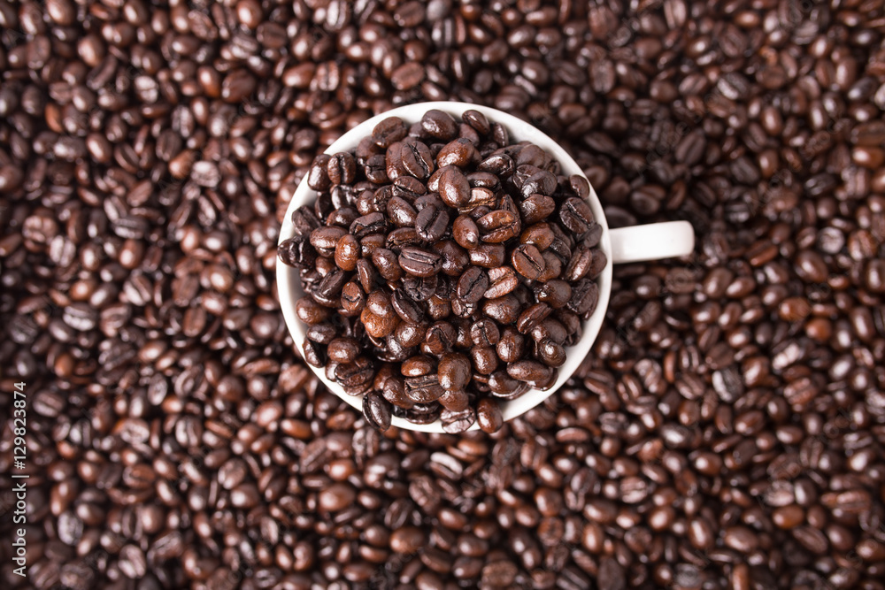 Coffee beans and cup Coffee beans and cup