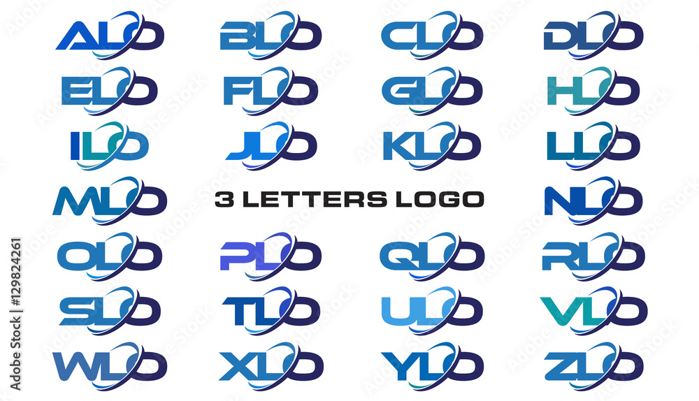 3 letters modern generic swoosh logo ALO, BLO, CLO, DLO, ELO, FLO, GLO, HLO, ILO, JLO, KLO, LLO, MLO, NLO, OLO, PLO, QLO, RLO, SLO, TLO, ULO, VLO, WLO, XLO, YLO, ZLO - obrazy, fototapety, plakaty 