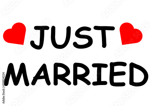 Just Married Schild mit Herzen