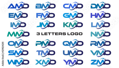 3 letters modern generic swoosh logo AMO, BMO, CMO, DMO, EMO, FMO, GMO, HMO, IMO, JMO, KMO, LMO, MMO, NMO, OMO, PMO, QMO, RMO, SMO, TMO, UMO, VMO, WMO, XMO, YMO, ZMO photo
