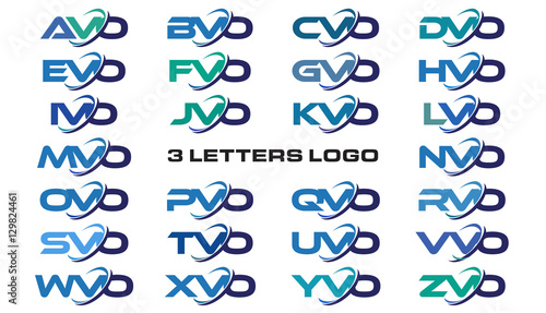 3 letters modern generic swoosh logo AVO, BVO, CVO, DVO, EVO, FVO, GVO, HVO, IVO, JVO, KVO, LVO, MVO, NVO, OVO, PVO, QVO, RVO, SVO, TVO, UVO, VVO, WVO, XVO, YVO, ZVO photo