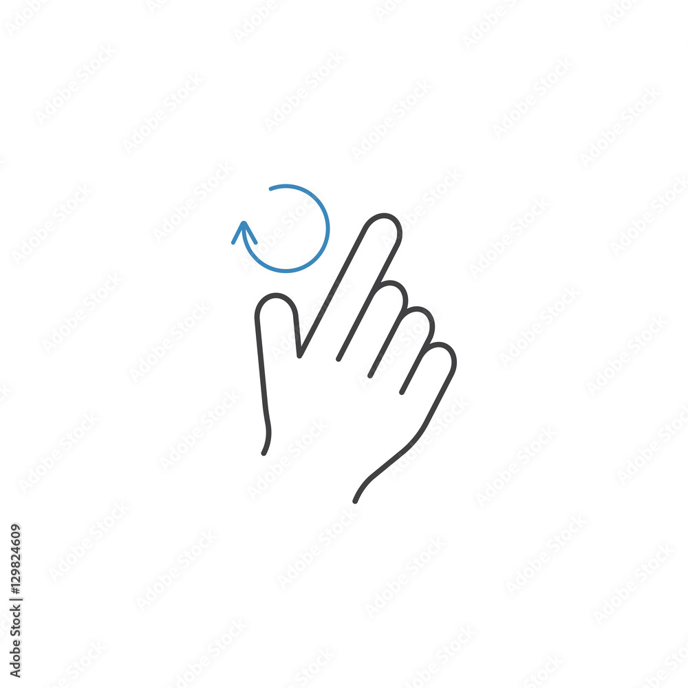 2 Finger rotate right line icon, touch & hand gestures, vector g 2 Finger rotate right line icon, touch & hand gestures, vector g