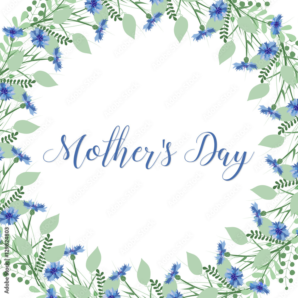 The wreath of cornflowers flowers on a white background. Decor element. The wreath of cornflowers flowers on a white background. Decor element.