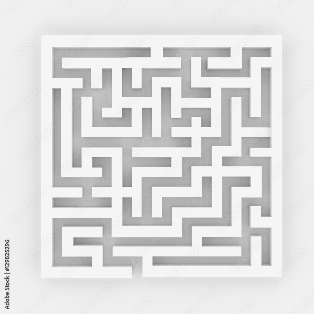 3d rendering of Top view of white labyrinth