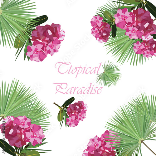 Tropic flowers Vector card. Tropic Exotic floral background