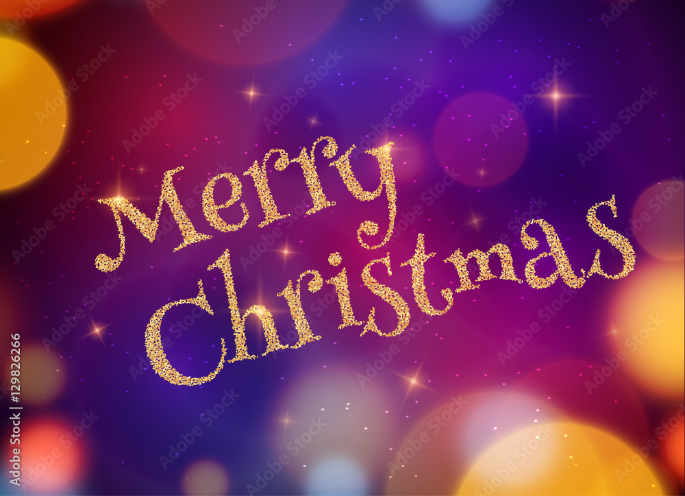 Fototapeta premium Christmas Typography on dark Xmas background with glowing light, stars. Vector Illustration. Xmas card invitation