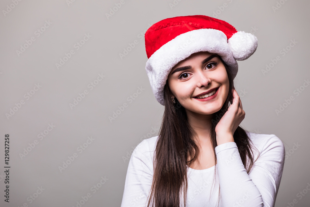 Beautiful female girl model wear santa hat Beautiful female girl model wear santa hat