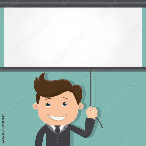 Business man with a board over his head - vector illustration