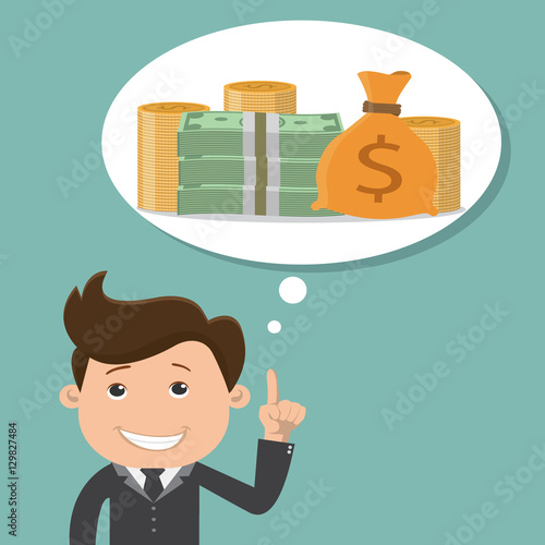 Business man thinking about money , Business concept  - vector illustration