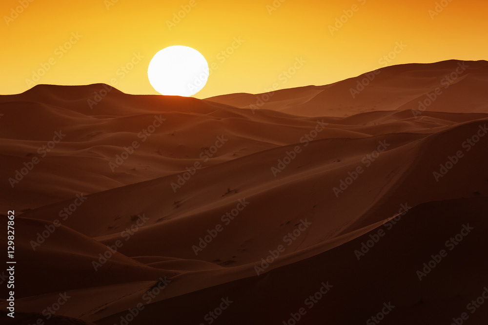 Merzouga, Marokko, Erg Chebbi, Sahara, Wueste, Sonnenaufgang 