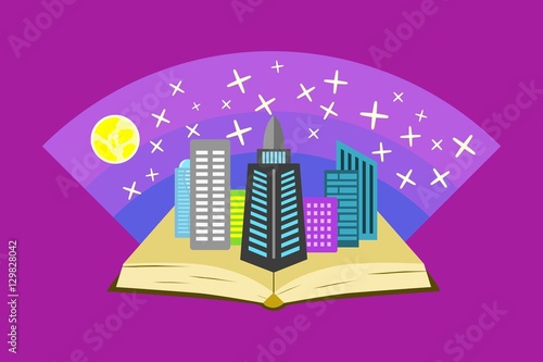 city under starry sky