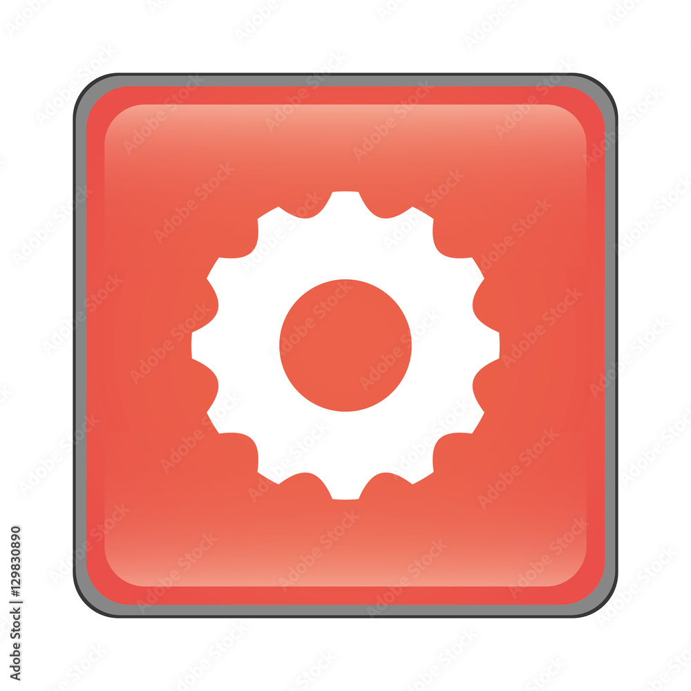 gear wheel icon inside red square over white background. vector illustration gear wheel icon inside red square over white background. vector illustration