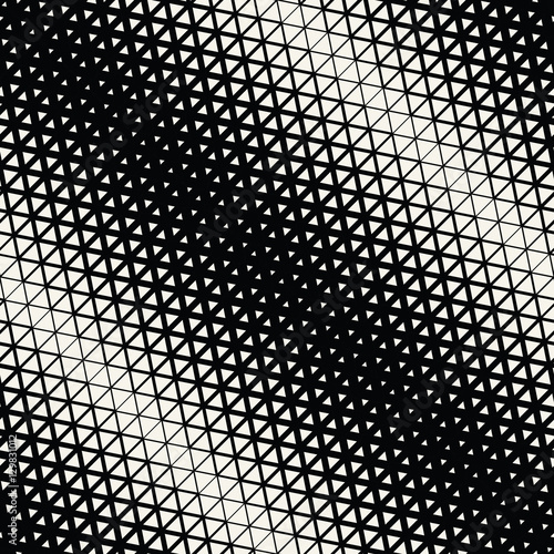 Abstract geometric black and white graphic design print halftone triangle pattern