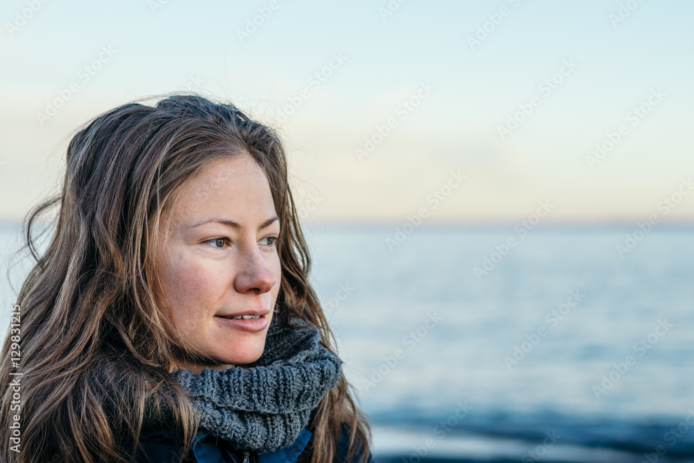 young woman portrait at the beach with hair down young woman portrait at the beach with hair down