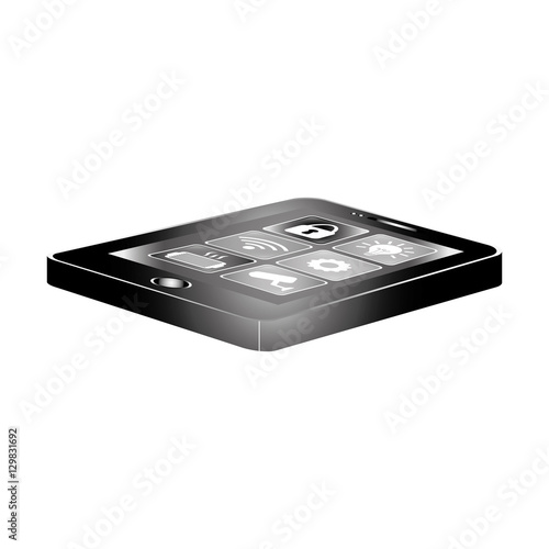 smartphone with smart house control over white background. vector illustration