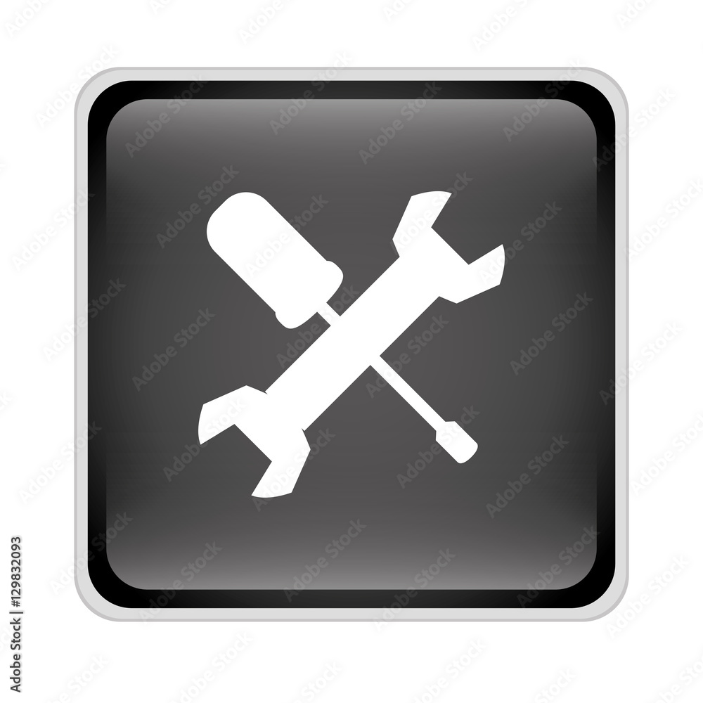 wrench and screwdriver crossed icon inside black square over white background. repair tools design. vector illustration wrench and screwdriver crossed icon inside black square over white background. repair tools design. vector illustration