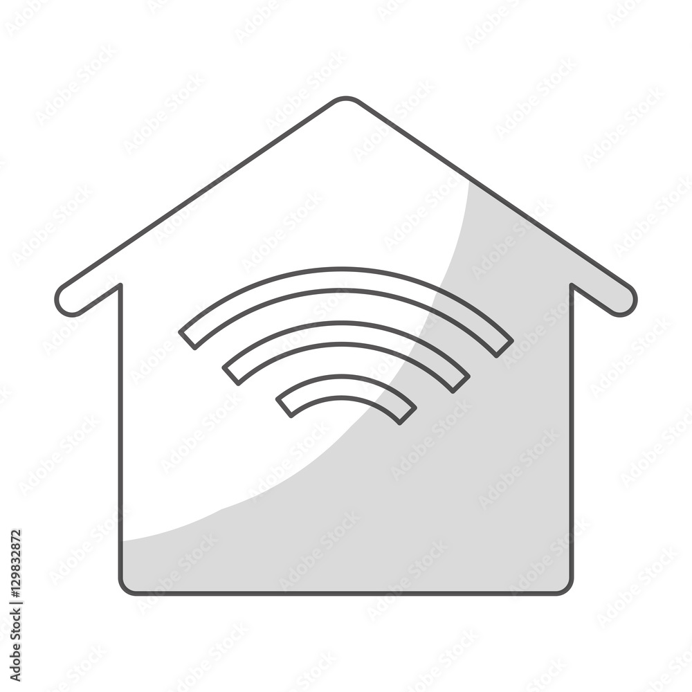 house shape with wireless network symbol icon over white background. vector illustration house shape with wireless network symbol icon over white background. vector illustration